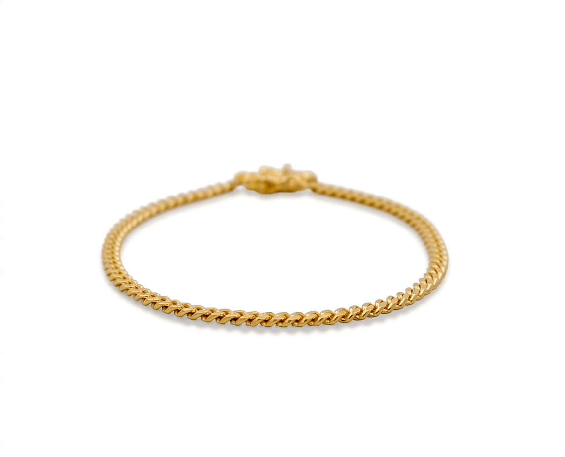 14K Yellow Gold Cuban Link Bracelet Women's - Miral Jewelry