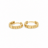 14K Yellow Gold Cuban Link Huggie Hoop Earrings – 12mm - Miral Jewelry