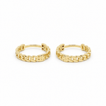 14K Yellow Gold Cuban Link Huggie Hoop Earrings – 14mm - Miral Jewelry