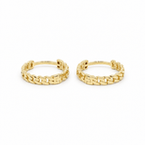 14K Yellow Gold Cuban Link Huggie Hoop Earrings – 14mm - Miral Jewelry