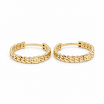 14K Yellow Gold Cuban Link Huggie Hoop Earrings – 15mm - Miral Jewelry