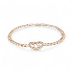 14K Yellow Gold Cuban Link with 15 Heart Women's Bracelet - Miral Jewelry