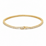 14K Yellow Gold Cubic Zirconia Tennis Bracelet – 2.2mm, 7.5" - Miral Jewelry