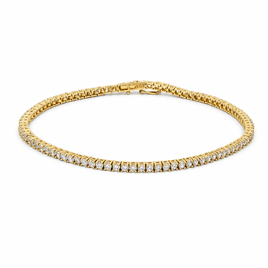 14K Yellow Gold Cubic Zirconia Tennis Bracelet – 2.2mm, 7.5" - Miral Jewelry