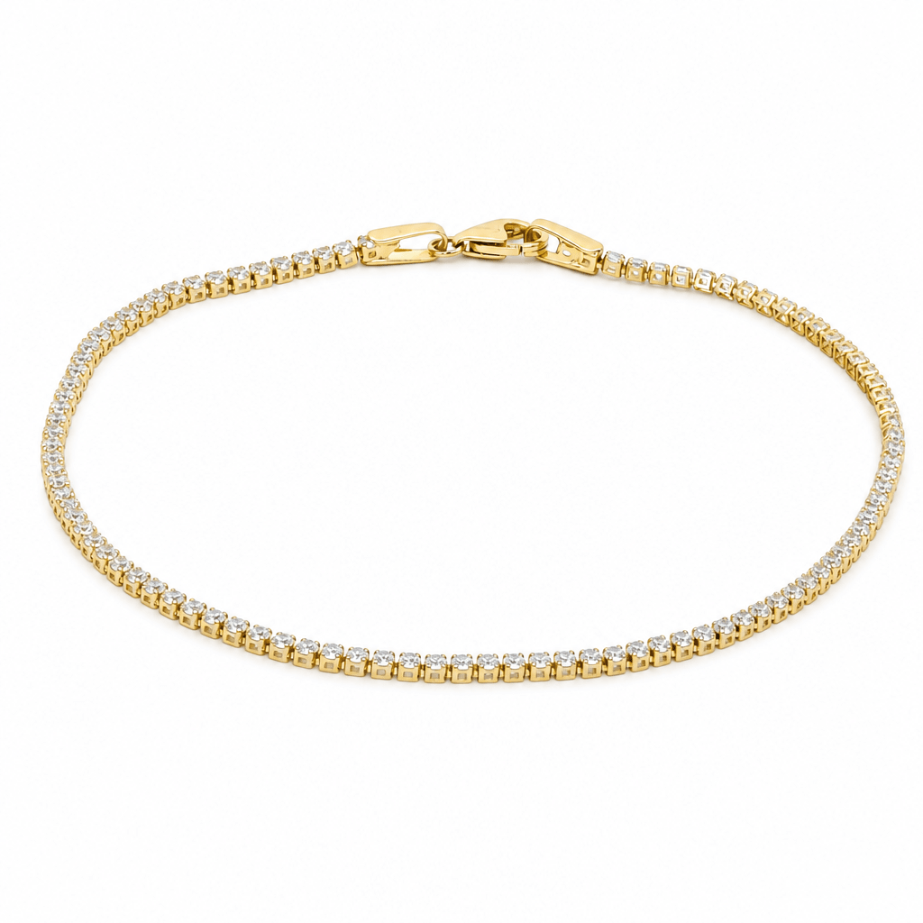 14K Yellow Gold Cubic Zirconia Tennis Bracelet – 7.5" - Miral Jewelry