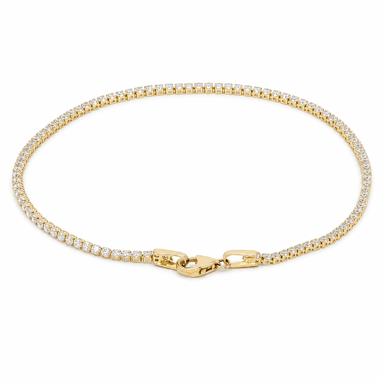 14K Yellow Gold Cubic Zirconia Tennis Bracelet 7.5in – view 2