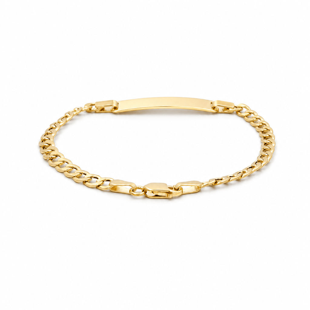 14K Yellow Gold Curb Baby Id Bracelet - Miral Jewelry