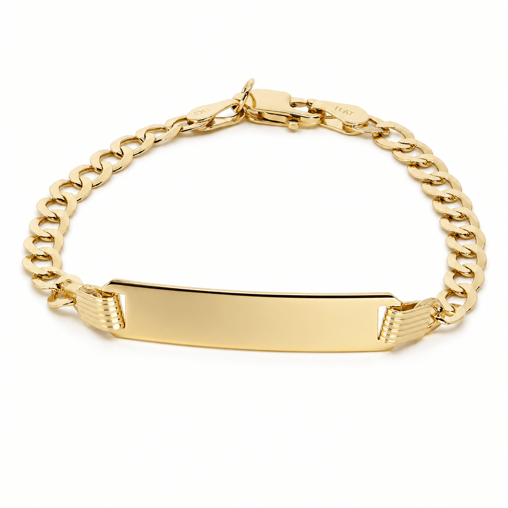 14K Yellow Gold Curb Baby Id Bracelet - Miral Jewelry
