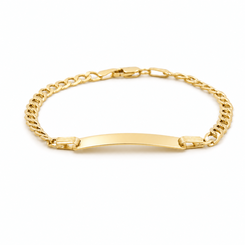 14K Yellow Gold Curb Baby Id Bracelet - Miral Jewelry