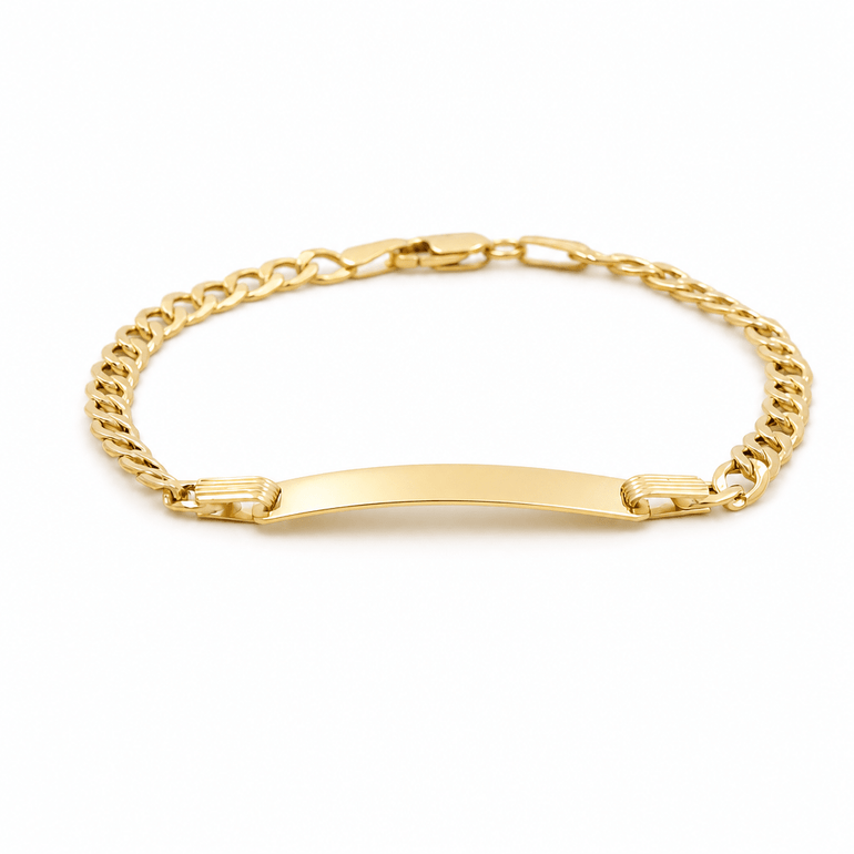 14K Yellow Gold Curb Baby Id Bracelet - Miral Jewelry