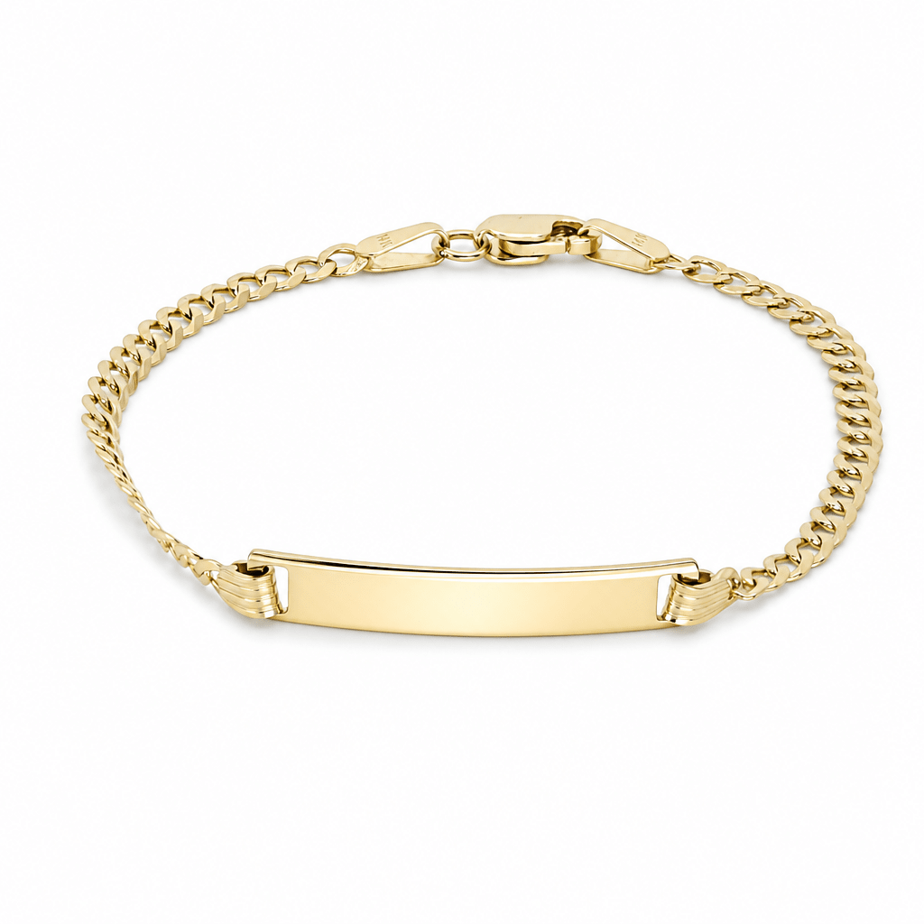 14K Yellow Gold Curb Baby Id Bracelet - Miral Jewelry