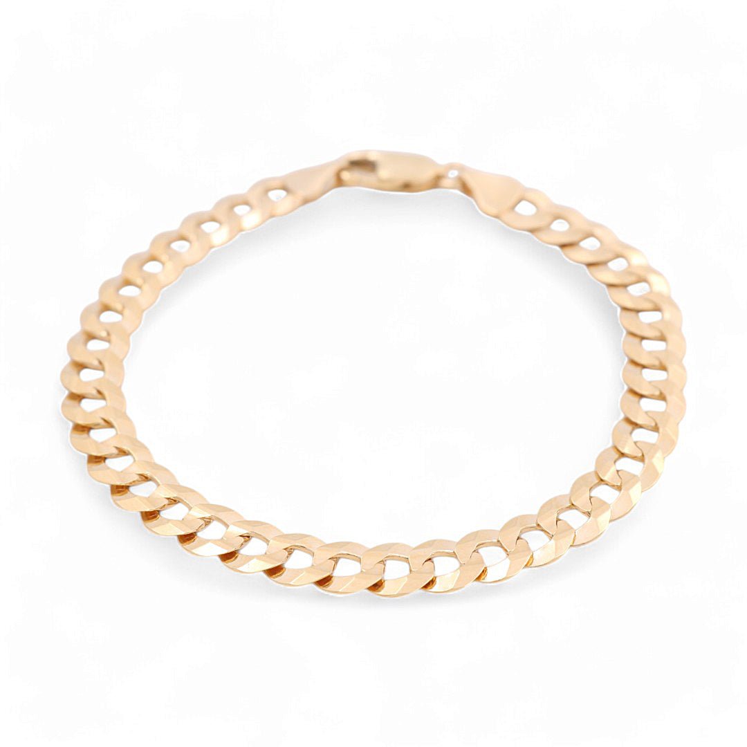 14K Yellow Gold Curb Bracelet - Miral Jewelry