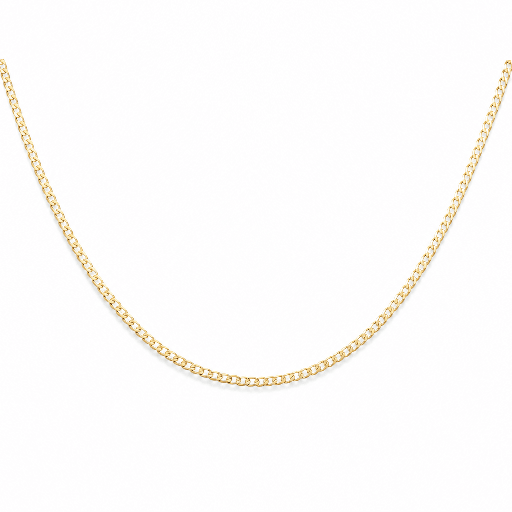 14K Yellow Gold Curb Chain 16" - Miral Jewelry