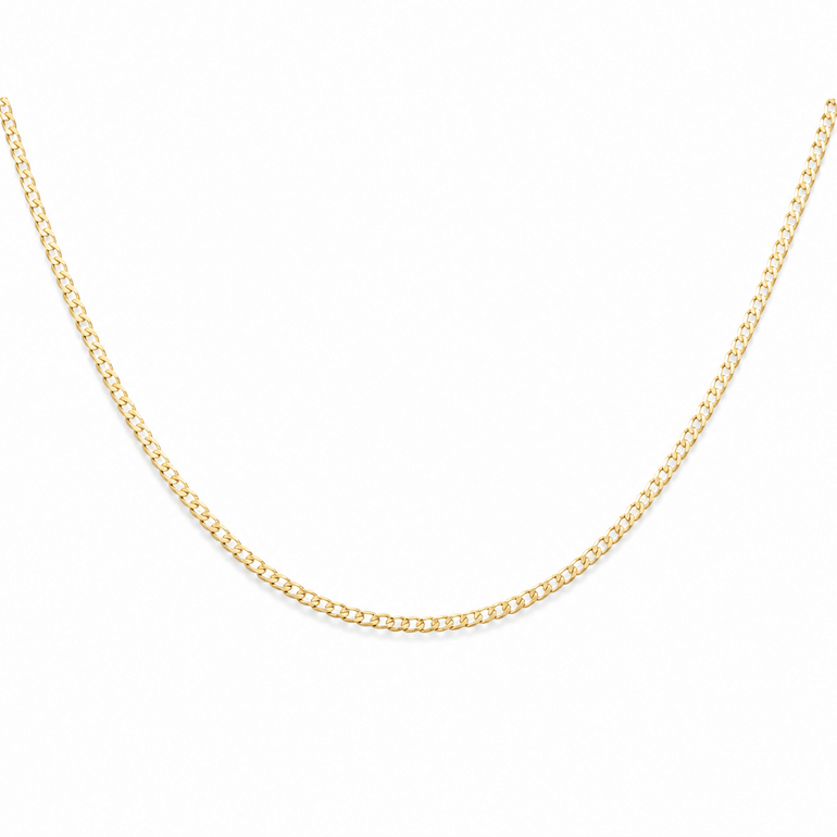 14K Yellow Gold Curb Chain 16" - Miral Jewelry