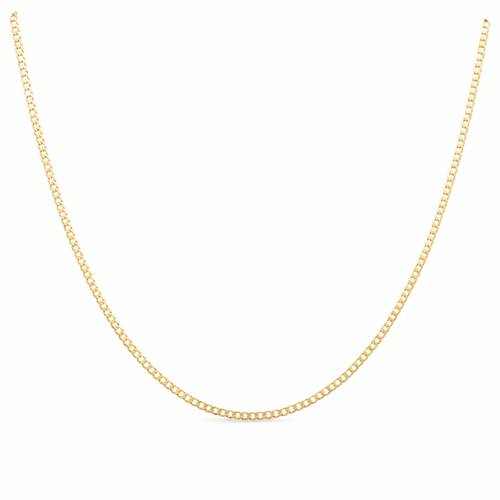 14K Yellow Gold Curb Chain 18" - Miral Jewelry