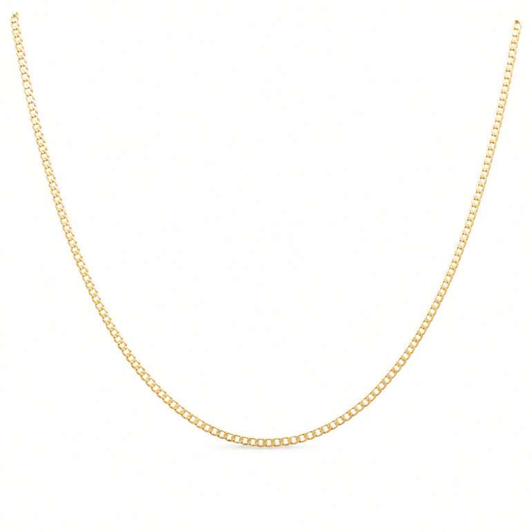 14K Yellow Gold Curb Chain 18" - Miral Jewelry