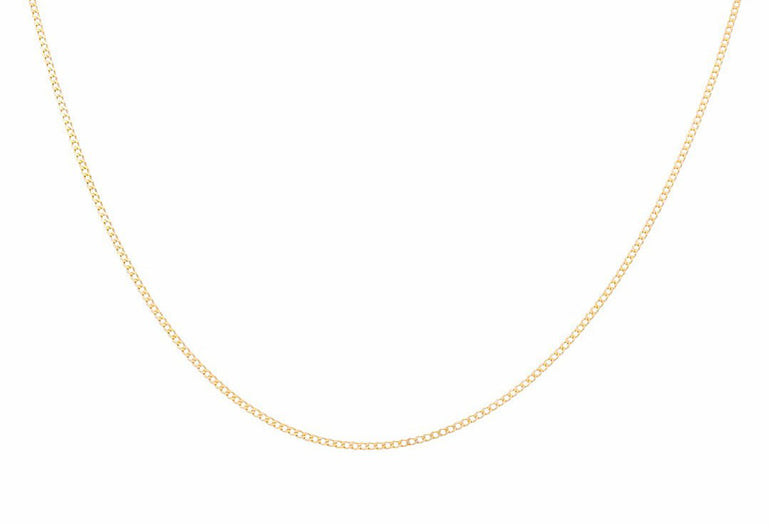 14K Yellow Gold Curb Chain 18" - Miral Jewelry