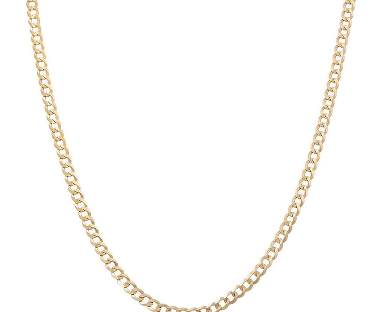14K Yellow Gold Curb Chain 20" - Miral Jewelry