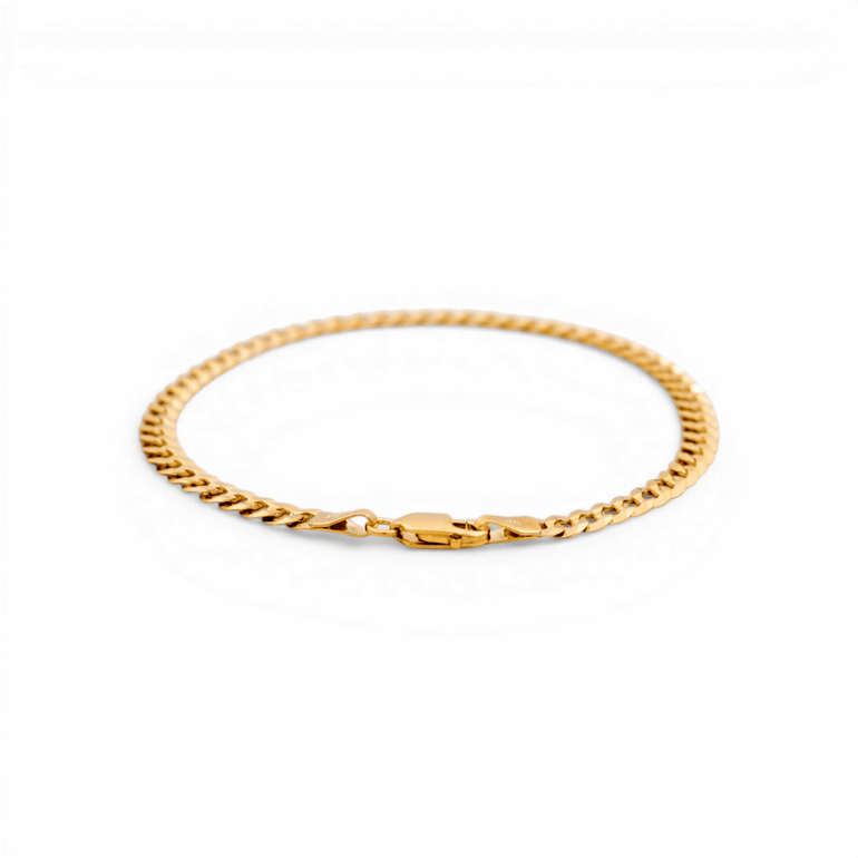 14K Yellow Gold Curb Men's Bracelet - Miral Jewelry