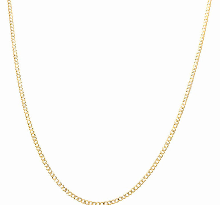 14K Yellow Gold Curb Men's Chain 22" - Miral Jewelry