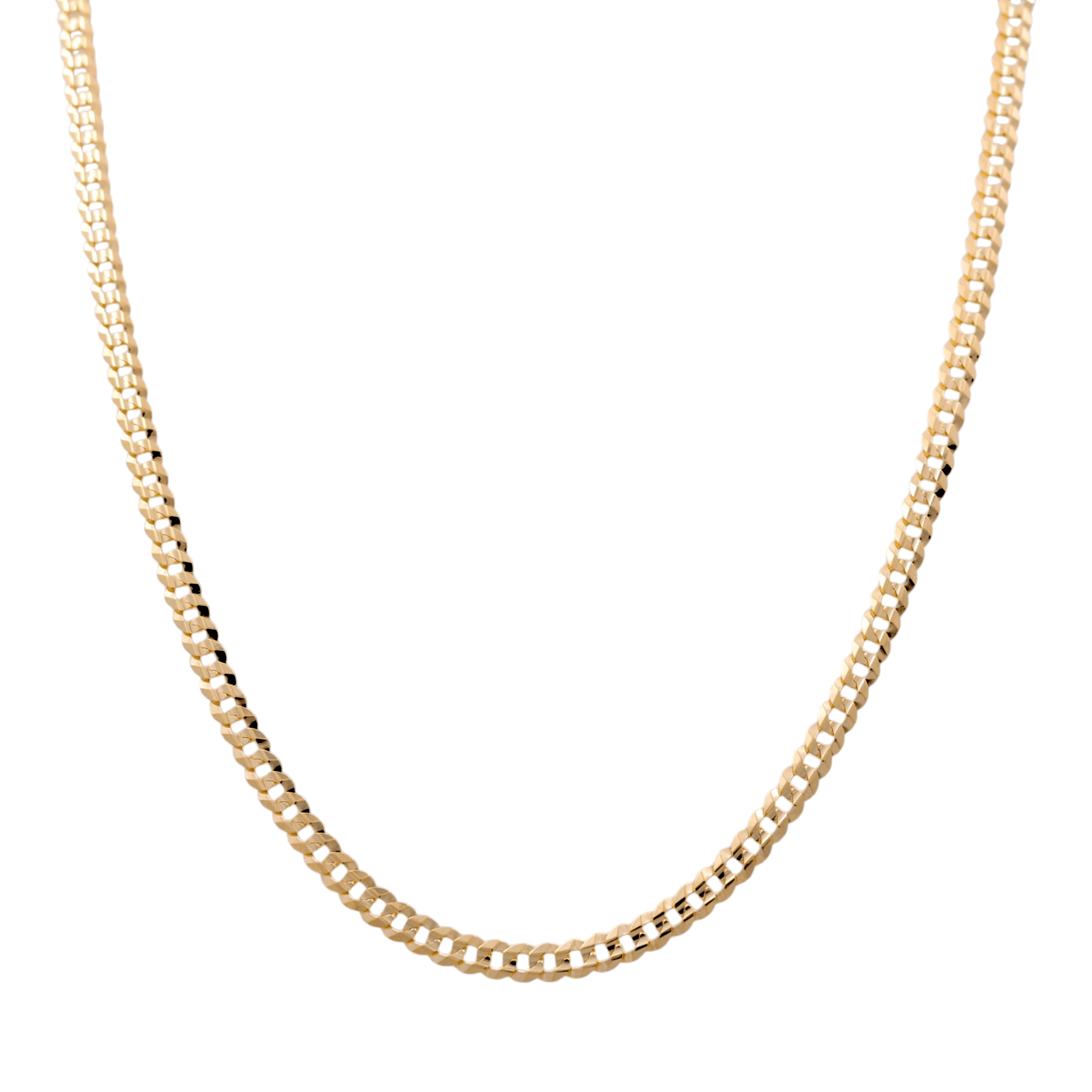 14K Yellow Gold Curb Men's Chain 24" - Miral Jewelry