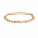 14K Yellow Gold Curb with Id Men's Bracelet - Miral Jewelry