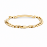14K Yellow Gold Curb with Id Men's Bracelet - Miral Jewelry