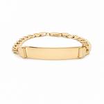 14K Yellow Gold Curb with Id Men's Bracelet - Miral Jewelry