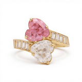 14K Yellow Gold Cz Hearts Fashion Women's Ring - Miral Jewelry