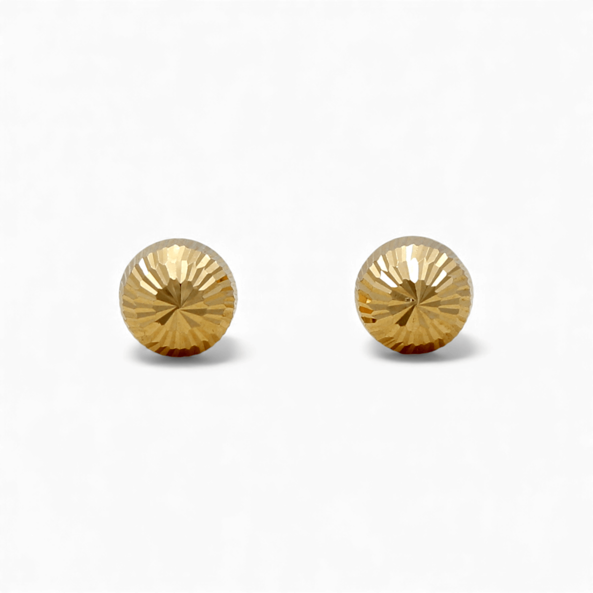 14K Yellow Gold Diamond Cut Ball Earrings - Miral Jewelry