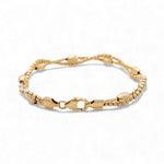 14K Yellow Gold Diamond Cut Bangle Women's Bracelet - Miral Jewelry