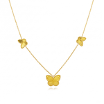 14k Yellow Gold Diamond Cut Butterflies Necklaces 17" - Miral Jewelry