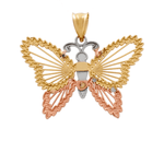 14K Yellow Gold Diamond Cut Butterfly Pendant - Miral Jewelry