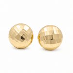 14K Yellow Gold Diamond Cut Button Earrings - Miral Jewelry