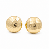 14K Yellow Gold Diamond Cut Button Earrings - Miral Jewelry