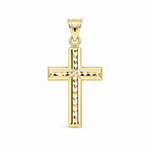 14K Yellow Gold Diamond-Cut Cross Pendant – 1.2 g - Miral Jewelry