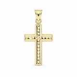 14K Yellow Gold Diamond-Cut Cross Pendant – 1.2 g - Miral Jewelry