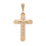 14K Yellow Gold Diamond Cut Cross Pendant - Miral Jewelry