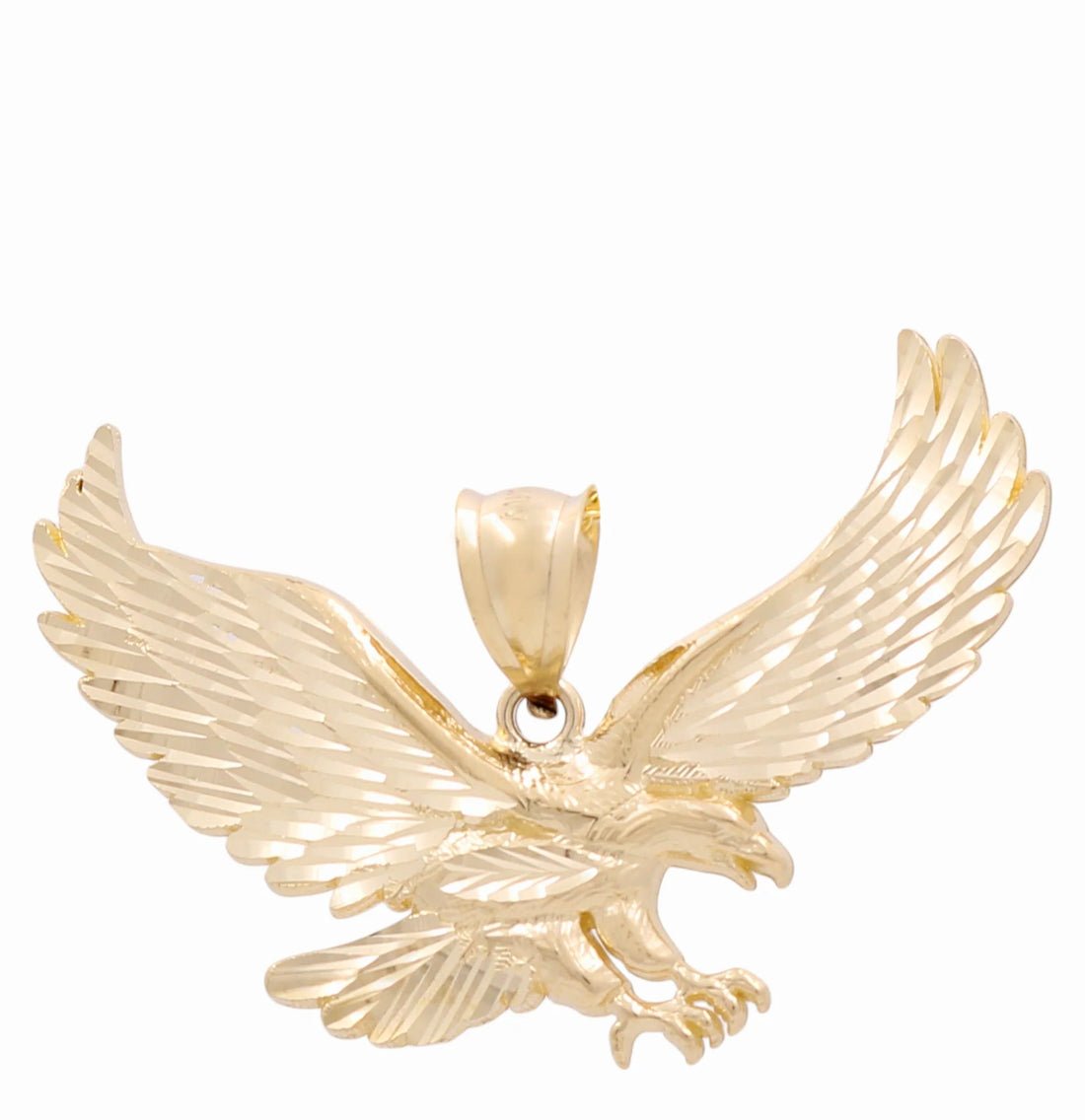 14K Yellow Gold Diamond Cut Eagle Pendant - Miral Jewelry