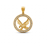 14K Yellow Gold Diamond Cut Eagle with Cz Pendant - Miral Jewelry