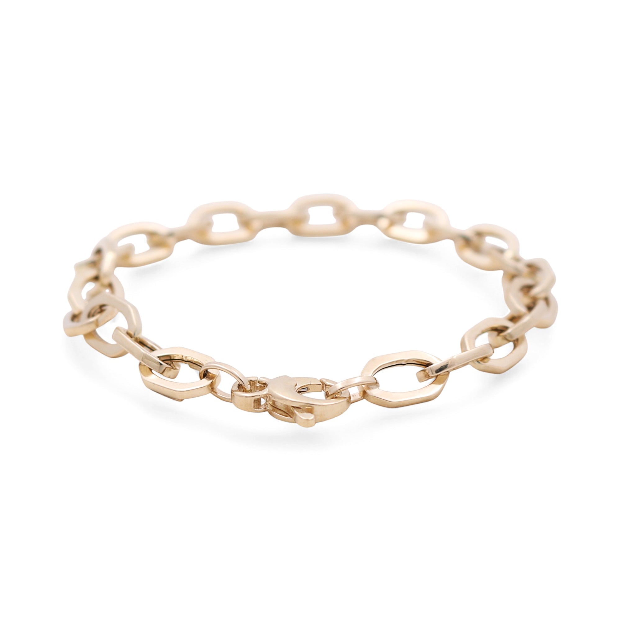 14K Yellow Gold Diamond Cut Fancy Link Women's Bracelet - Miral Jewelry