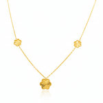 14k Yellow Gold Diamond Cut Flower Necklaces 17" - Miral Jewelry