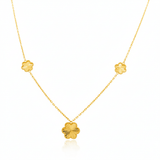 14k Yellow Gold Diamond Cut Flower Necklaces 17" - Miral Jewelry