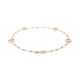 14K Yellow Gold Diamond Cut Heart Ankle Bracelet - Miral Jewelry