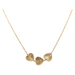 14k Yellow Gold Diamond Cut Hearts Necklaces 17" - Miral Jewelry