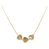 14k Yellow Gold Diamond Cut Hearts Necklaces 17" - Miral Jewelry