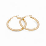 14K Yellow Gold Diamond Cut Large Hoop Earrings - Miral Jewelry