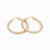 14K Yellow Gold Diamond Cut Large Hoop Earrings - Miral Jewelry