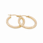 14K Yellow Gold Diamond Cut Medium Hoop Earrings - Miral Jewelry