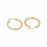 14K Yellow Gold Diamond Cut Medium Hoop Earrings - Miral Jewelry